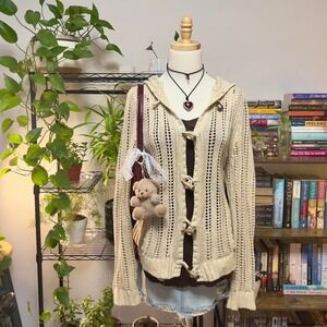 Vintage Y2K Mossimo Knit Fairy Cardigan Sweater With Hood Womens XL